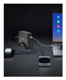 Cargador Manhattan 100 - 240 V, Teléfono Móvil, Computadora Portátil, Consola De Juegos Portátil, Smartphone, Tableta, Interior, 4usb-c, Carga Rápida, 240 W, Negro