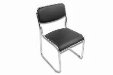 Silla De Visita Modamob Modelo Corvus, Asiento Y Respaldo De Vinipiel, Base De Tubo Cromado, Color Negro.