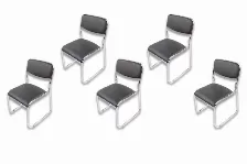 Paquete De 5 Sillas De Visita Modamob, Modelo Corvus, Asiento Y Respaldo De Piel Color Negro, Base De Tubo De Cromo, 5 Pzs