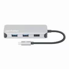 Docking Station Manhattan Velocidad 5 Gbit/s, Interfaz Usb 3.2 Gen 1 (3.1 Gen 1) Type-c, Hdmi 1.4, Usb A (3.1 Gen 1) 3