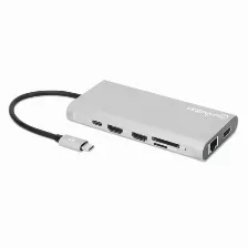 Docking Station Manhattan Usb-c Para Triple Monitor 5 Gbit/s, Usb C 3.2 Gen 1, Hdmi 2.0, Usb A 3.2 Gen 1, Aluminio