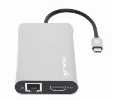 Docking Station Manhattan Usb-c Para Triple Monitor 5 Gbit/s, Usb C 3.2 Gen 1, Hdmi 2.0, Usb A 3.2 Gen 1, Aluminio