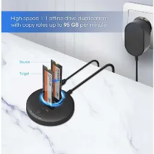 Docking Station Manhattan Estación De Acoplamiento Y Clonación De Ssd M.2 Nvme. Base Para Duplicar O Acceder A Unidades M.2, Con Cable Integrado Usb-c Superspeed+ A 10 Gbps (usb 3.2 Gen 2), Para Un...