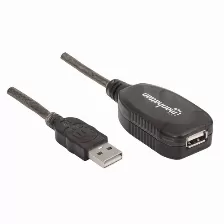 Cable Usb Extension Activa Manhattan (150958), Usb Macho A Usb Hembra, 20 M, Color Negro