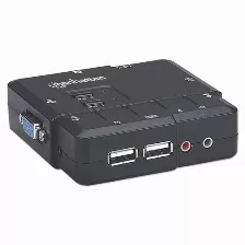 Kvm Manhattan Switch Kvm Compacto De 2 Puertos Controla 2pcs, 3 Vga, 2 Usb, Audio