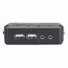 Kvm Manhattan Switch Kvm Compacto De 2 Puertos Controla 2pcs, 3 Vga, 2 Usb, Audio