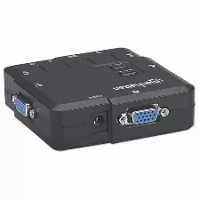 Kvm Manhattan Switch Kvm Compacto De 2 Puertos Controla 2pcs, 3 Vga, 2 Usb, Audio