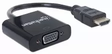 Adaptador Manhattan Hdmi Macho A Vga Hembra, 1080p, 22cm, Negro