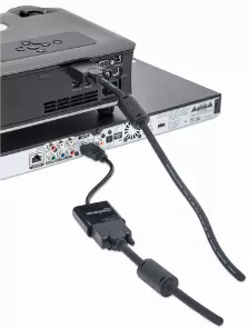 Adaptador Manhattan Hdmi Macho A Vga Hembra, 1080p, 22cm, Negro