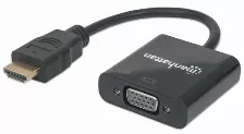Adaptador Manhattan Hdmi Macho A Vga Hembra, 1080p, Negro