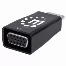 Adaptador Manhattan Hdmi A Vga, 3.5mm, Negro