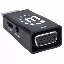 Adaptador Manhattan Hdmi A Vga, 3.5mm, Negro