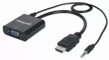 Adaptador Manhattan Hdmi Macho A Vga Hembra, Audio 3.5, 1080p, Negro