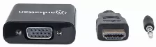 Adaptador Manhattan Hdmi Macho A Vga Hembra, Audio 3.5, 1080p, Negro