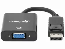 Adaptador Manhattan Displayport Macho A Vga Hembra, 1080p, 15cm, Negro