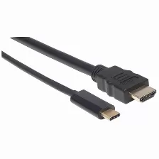 Adaptador De Vídeo Manhattan Cable Adaptador Usb-c A Hdmi, 1 M, Usb Tipo C, Hdmi Tipo A (estándar), Macho, Macho, Derecho