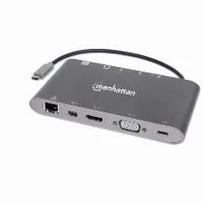 Docking Station Manhattan Usb C, 3x Usb 3.0, 1x Usb C, 1x Hdmi 1x Vga,(152808) Plata