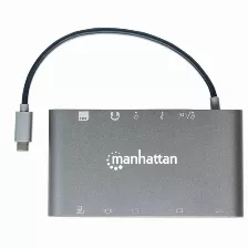 Docking Station Manhattan Usb C, 3x Usb 3.0, 1x Usb C, 1x Hdmi 1x Vga,(152808) Plata
