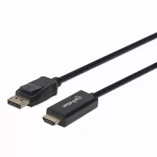 Adaptador Vídeo Manhattan Cable Displayport A Hdmi 1080p Hdmi A Displayport, 3 M, Negro
