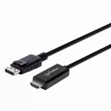 Cable Manhattan Displayport Macho - Hdmi Macho, 3 Metros, 4k,(153218) Negro