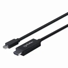 Adaptador Vídeo Manhattan Cable Mini Displayport A Hdmi 4k@60hz Mini Displayport A Hdmi Tipo A (estándar), 1.8 M, Negro