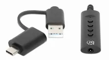 Convertidor Usb, Manhattan,153560, 2.0 / Usb-c A Tarjeta Sonido 3.5 Mm, Cable Con Controles
