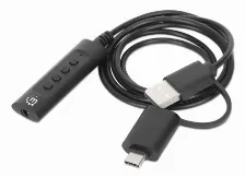 Convertidor Usb, Manhattan,153560, 2.0 / Usb-c A Tarjeta Sonido 3.5 Mm, Cable Con Controles