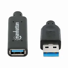 Cable De Extension Activa Repetidor Manhattan Usb-a Macho A Usb-a Hembra, 5 Metros, Usb 3.2 Gen 1, 5gbps, Amplificador De Senal Integrado, Negro