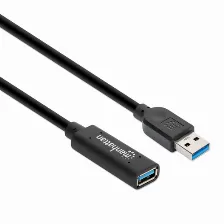 Extensor Manhattan 153751 10 M, Usb A A Usb A, Negro