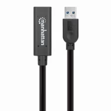 Extensor Manhattan 153751 10 M, Usb A A Usb A, Negro