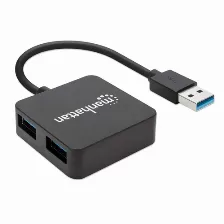 Hub Manhattan Usb 3.0 De Supervelocidad, 4x Usb A, 5000 Mbit/s, Sin Fuente,(162296)