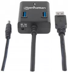 Hub Manhattan (162302), Usb 3.0 De 4 Puertos Con Adaptador De Corriente, Compatible Con Usb 2.0 Y 1.1