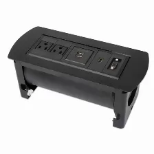 Barra De Contactos Manhattan Caja De Conexión Para Mesa 100 - 240 V, 1.5 M, 2 Salidas Ac, Negro