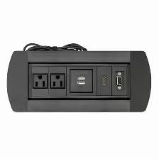 Barra De Contactos Manhattan Caja De Conexión Para Mesa 100 - 240 V, 1.5 M, 2 Salidas Ac, Negro