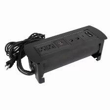 Barra De Contactos Manhattan Para Mesa, Apertura Giratoria, 2 Tomas De Corriente, 2 Usb-a, 2 Rj45, 1 Hdmi, 1 Vga, Negro