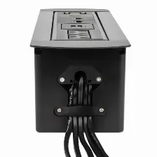 Barra De Contactos Manhattan Para Mesa, Apertura Giratoria, 2 Tomas De Corriente, 2 Usb-a, 2 Rj45, 1 Hdmi, 1 Vga, Negro