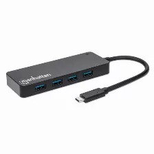 Hub Manhattan Usb-c, 3.2 Macho - 4x Usb 3.2 Hembra, 5000 Mbit/s, (164924) Negro