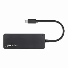 Hub Manhattan Usb-c, 3.2 Macho - 4x Usb 3.2 Hembra, 5000 Mbit/s, (164924) Negro