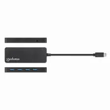 Hub Manhattan Usb-c, 3.2 Macho - 4x Usb 3.2 Hembra, 5000 Mbit/s, (164924) Negro