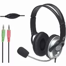 Audífonos Manhattan Audífonos Estéreo Clásicos Diadema, Alámbrico, 3.5 Mm, Negro