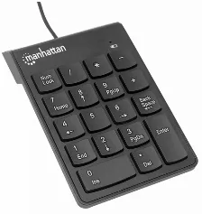 Teclado Numerico Manhattan, Alambrico, 19 Teclas, Usb 2.0, Triple Cero, Color Negro
