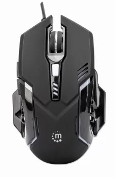 Mouse Manhattan Optico Gaming 6 Botones, Led, 3200 Dpi, Interfaz Usb Tipo A, Color Negro