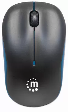Raton Manhattan 179416, Optico, Rf Inalambrico, Resolucion 1000 Dpi, Ambidextro, Color Negro/azul, Alcance 10m, Bateia Aa