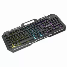 Teclado Manhattan, Usb, Retroiluminacion Rainbow-led Multicolor, Base Para Celular, Ipx4, Negro