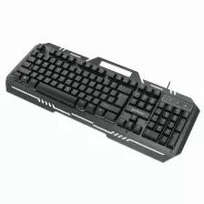 Teclado Manhattan, Usb, Retroiluminacion Rainbow-led Multicolor, Base Para Celular, Ipx4, Negro