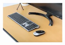 Teclado Inalámbrico Manhattan Tamaño Completo (100%), 10 M, Teclado Numérico, Negro, Plata