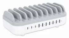 Estacion De Carga Manhattan 10 Puertos, 3x Usb-c Pd 3.0, 7x Usb-a, Blanco/gris