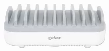 Estacion De Carga Manhattan 10 Puertos, 3x Usb-c Pd 3.0, 7x Usb-a, Blanco/gris
