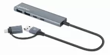 Hub/manhattan/181075/hub De 4 Puertos Usb 3.2, 2 Usb-a Y 2 Usb-c, Conector Adaptable De Usb-a A Usb-c