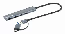 Hub/manhattan/181075/hub De 4 Puertos Usb 3.2, 2 Usb-a Y 2 Usb-c, Conector Adaptable De Usb-a A Usb-c